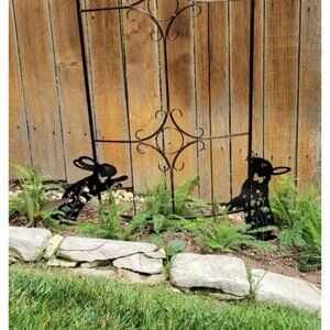 Metal Bunny Garden Decor, 17" Rabbit Yard, Metal Art Animals Garden Stakes